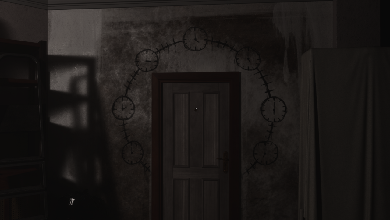 You have to find seven clocks to open this door.