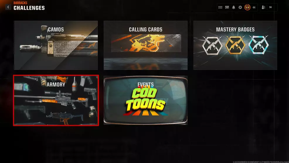The Armory sub menu in Call of Duty: Black Ops 6