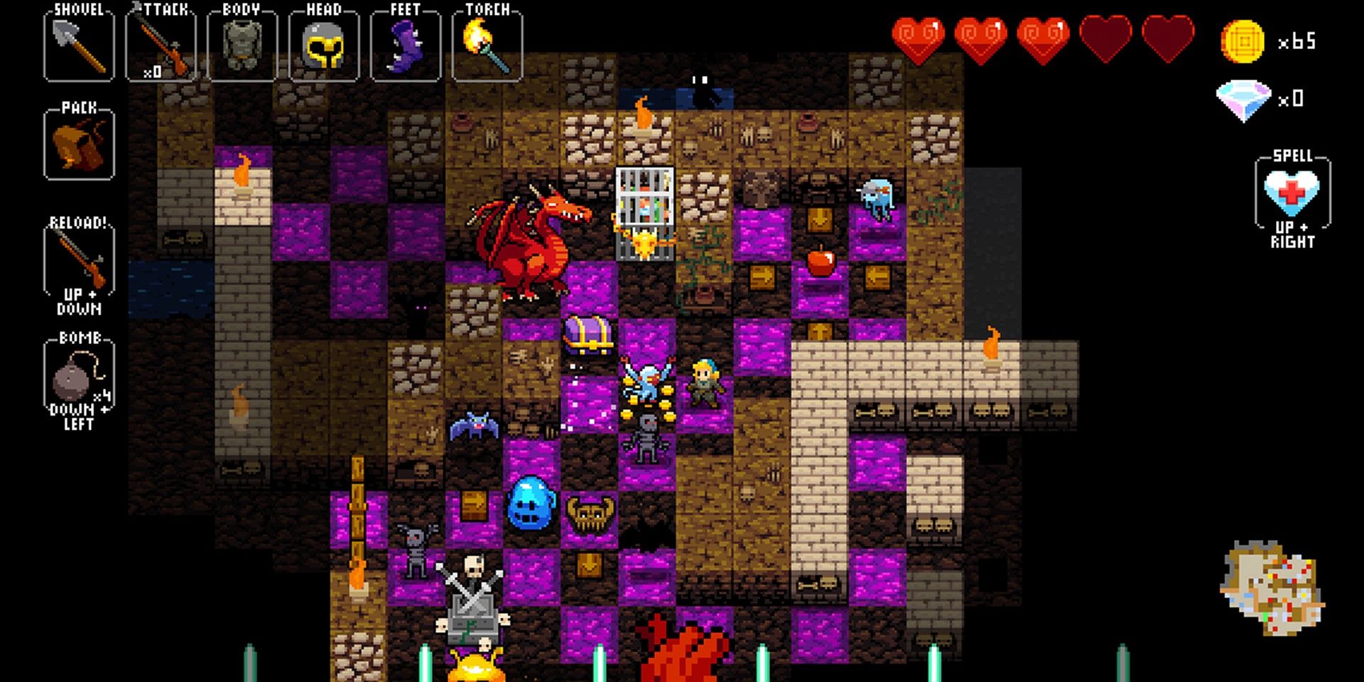 Encountering a Dragon in Crypt of the Necrodancer