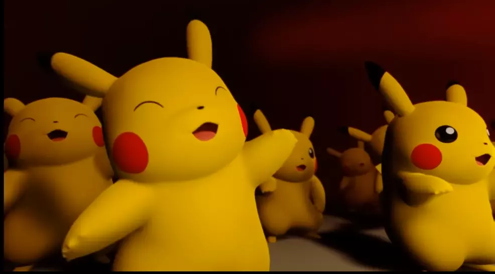 Pikachus dancing during DJ Pikachu's DJ set.