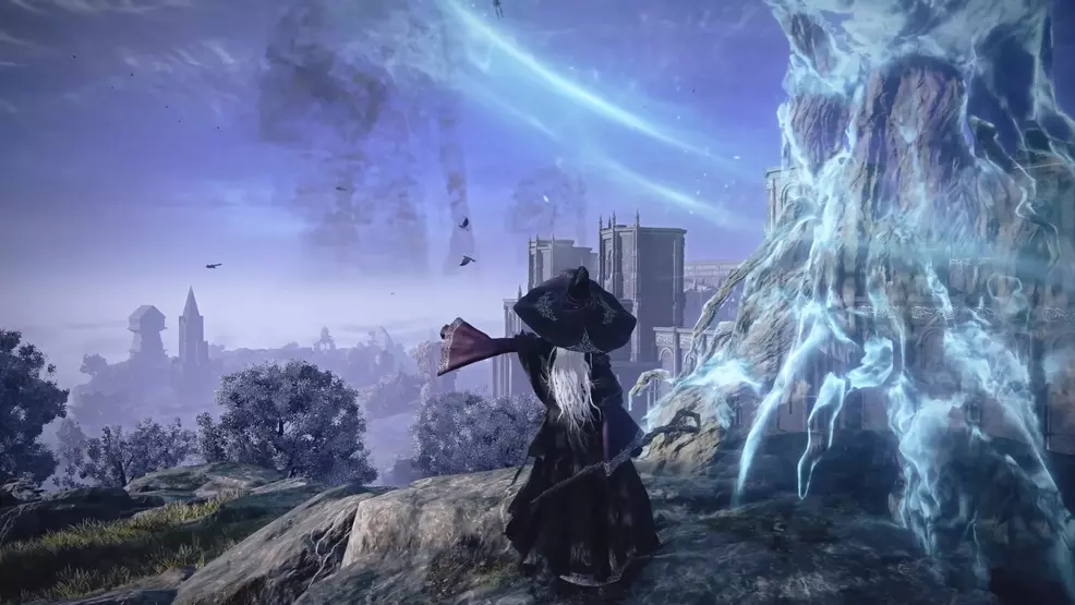 Recluse calling a spirit eagle in Elden Ring: Nightreign